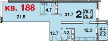 Двухкомнатная квартира 78.7 м²